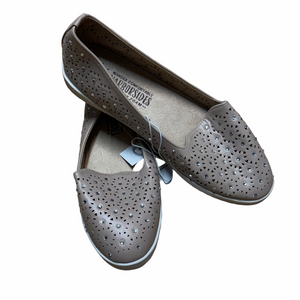 Harborsides Tan Loafers with Floral Cutouts. Feminine Comfy Crystals
